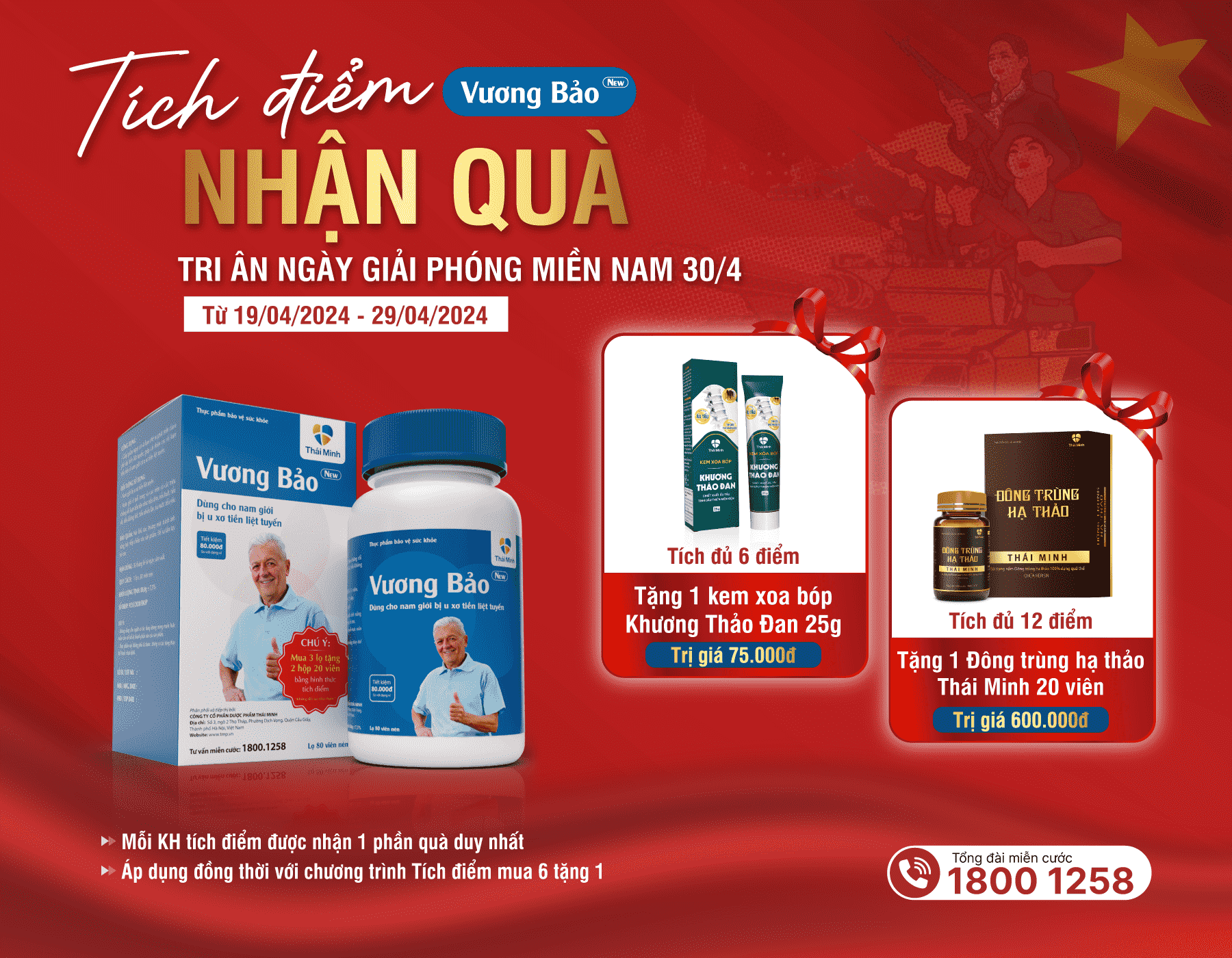 Kỉ Niệm Giải Phóng Miền Nam! Vương Bảo Tặng Quà Tích Điểm Tới 600.000Đ. Duy Nhất Trong Tháng 4